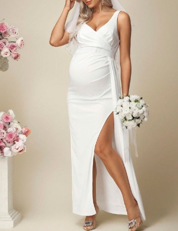 Rochie lunga SHEIN Maternity, alb