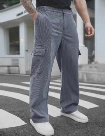 Pantaloni SHEIN Plus Size Men, gri