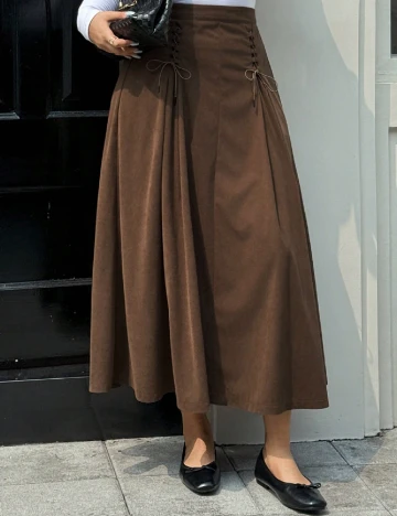 Fusta Dazy Plus Size, maro