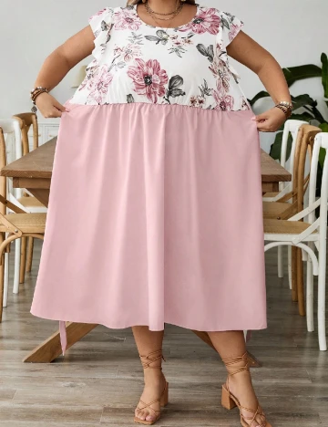 Rochie medie SHEIN CURVE, roz