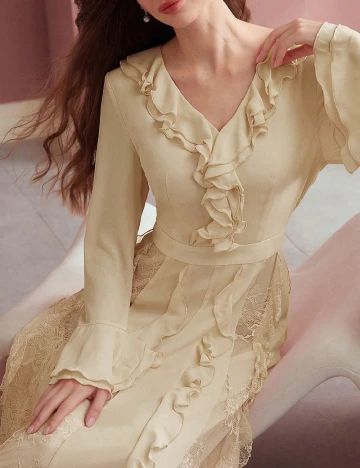 Rochie lunga SHEIN, crem