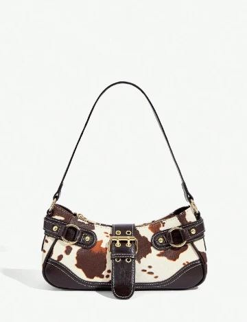 Geanta SHEIN, maro/alb