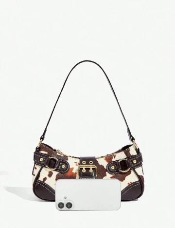 Geanta SHEIN, maro/alb