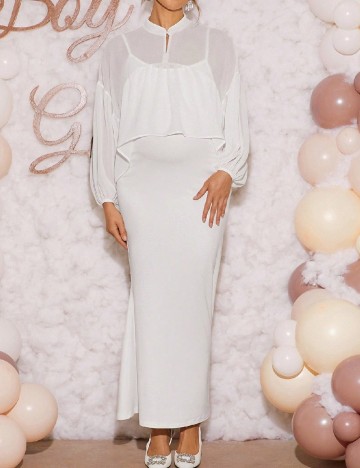 
						Set rochie si bluza SHEIN Maternity, alb