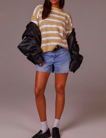 
						Pulover SHEIN, galben/alb