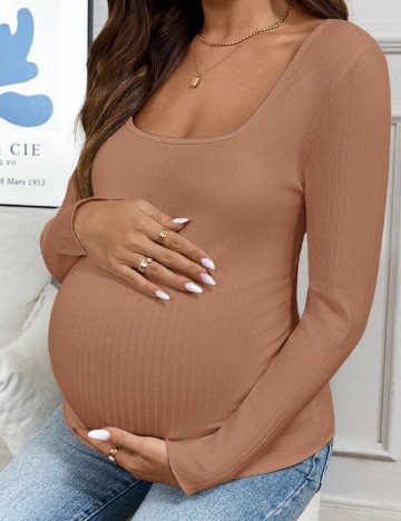 Bluza SHEIN Maternity, maro