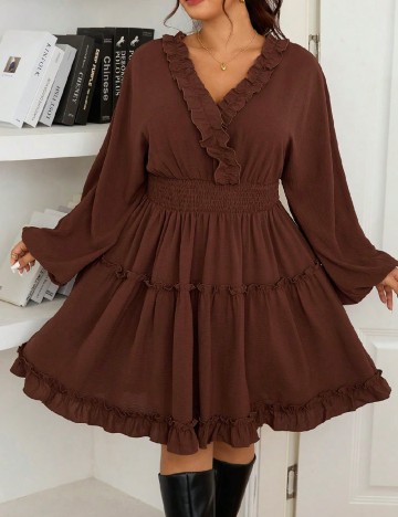 
						Rochie medie SHEIN CURVE, maro