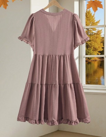 Rochie scurta Emery Rose Curve, roz pudra