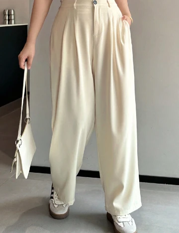 Pantaloni Dazy Plus Size, ecru