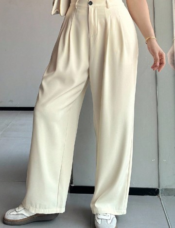 Pantaloni Dazy Plus Size, ecru