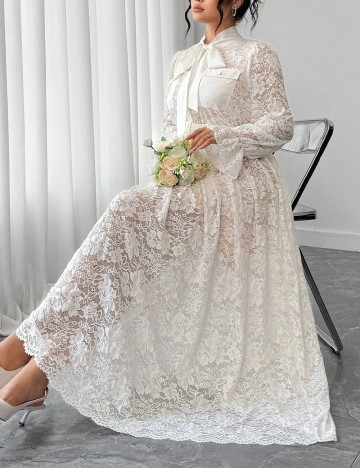 Rochie lunga SHEIN CURVE, alb