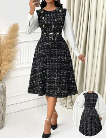 Rochie medie SHEIN, negru/alb