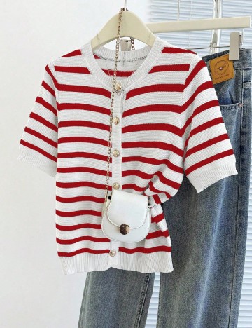 Bluza SHEIN, rosu/alb