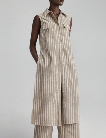 Camasa SHEIN, maro/alb