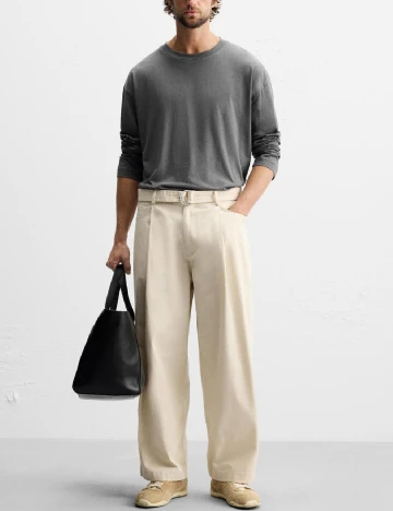 Pantaloni Zara, ecru