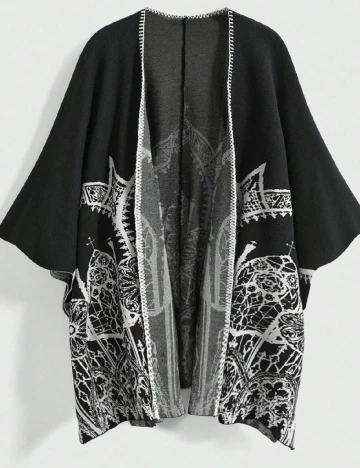 Poncho Romwe Plus Size, negru