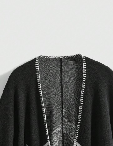 Poncho Romwe Plus Size, negru