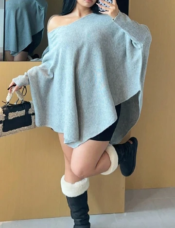 Poncho SHEIN CURVE, gri