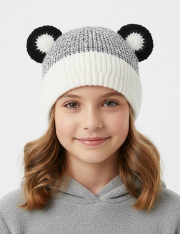 
						Caciula Pull&Bear, ecru/negru