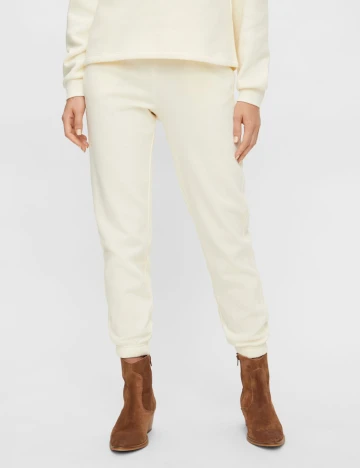 Pantaloni Pieces, crem