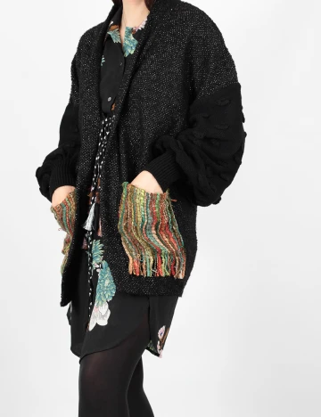 Cardigan Savage Culture, negru, S Negru