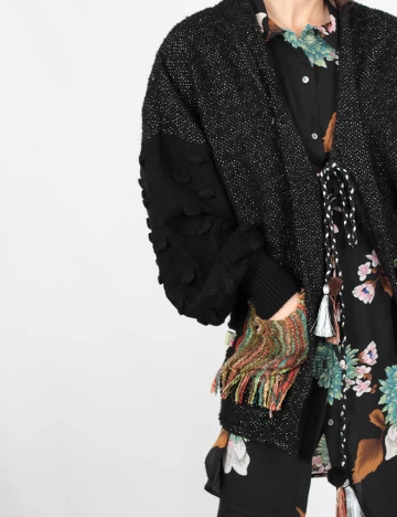 Cardigan Savage Culture, negru, S Negru