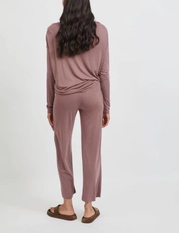 Set bluza si pantaloni Vila, roz pudra inchis, S