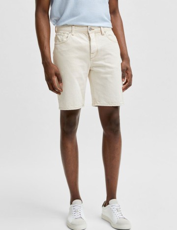 Pantaloni scurti Selected, crem, M