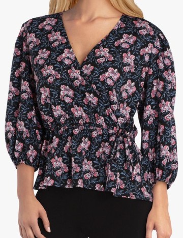 Bluza Jacqueline de Yong, negru floral, 38