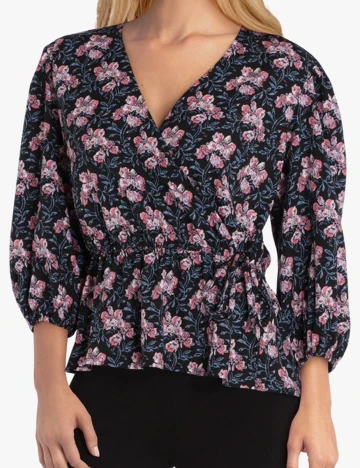 Bluza Jacqueline de Yong, negru floral, 38
