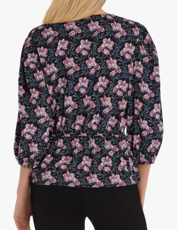 Bluza Jacqueline de Yong, negru floral, 38