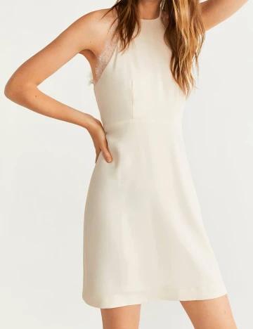 Rochie scurta Mango, ecru, S