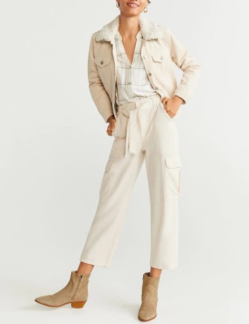 Pantaloni Mango, crem, M