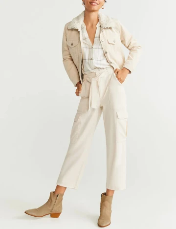 Pantaloni Mango, crem, M