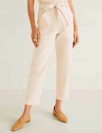 Pantaloni Mango, crem, 38
