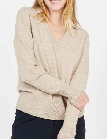 Pulover Vila, crem, L