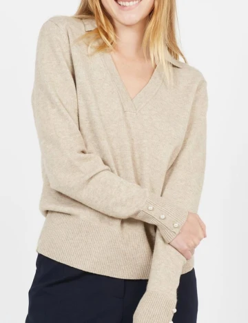 Pulover Vila, crem, L