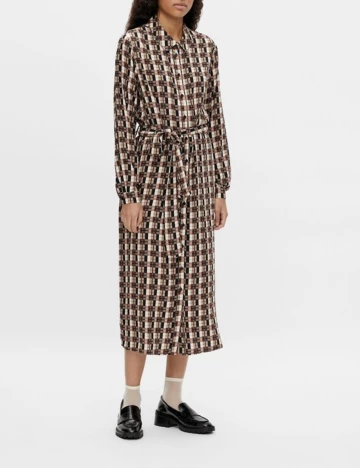 Rochie medie Object, maro mediu, 34 Maro