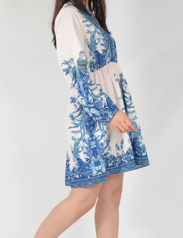 Rochie scurta SHEIN, alb/albastru, M Albastru