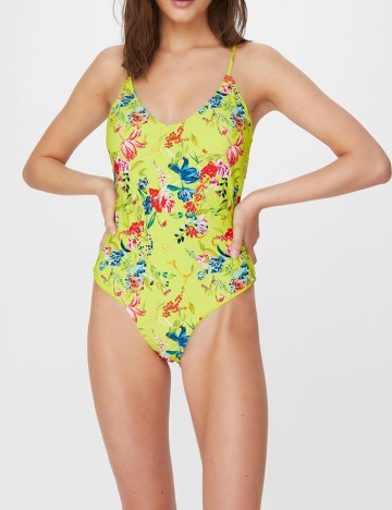 Costum de baie Pieces, verde neon, XS