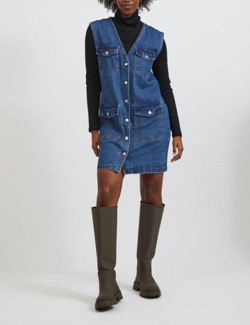Rochie scurta Vila, albastru denim, 36