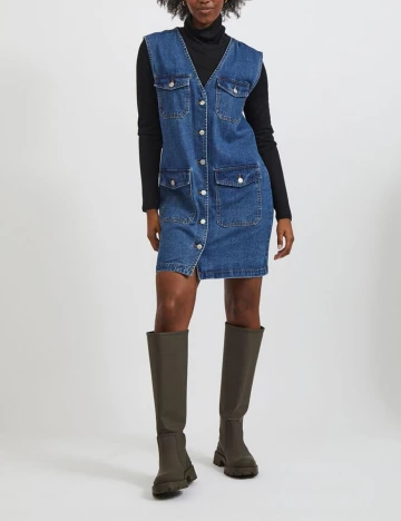 Rochie scurta Vila, albastru denim, 36