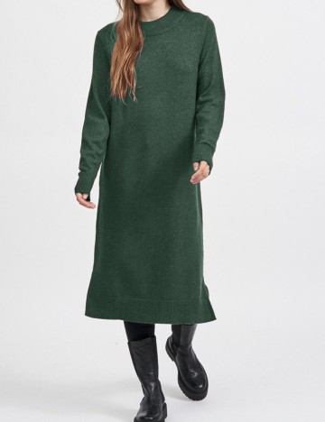 Rochie medie Vila, verde, XS