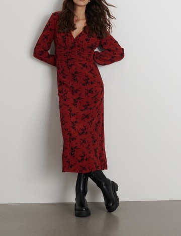 Rochie medie Reserved, visiniu, 34