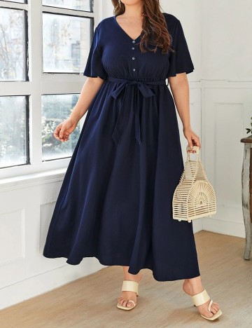 Rochie lunga SHEIN CURVE, bleumarin, XL