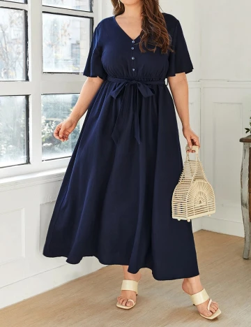 Rochie lunga SHEIN CURVE, bleumarin, XL