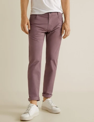 Pantaloni slim-fit 5B bumbac, lavanda, 36 Mov