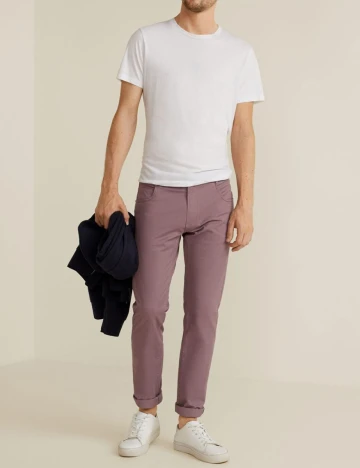 Pantaloni slim-fit 5B bumbac, lavanda, 36 Mov