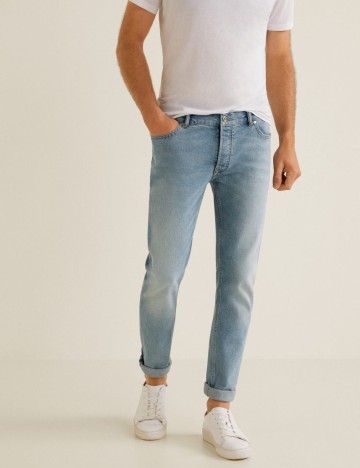 Blugi Tim slim fit vintage de culoare deschisa, albastru vintage deschis, 36