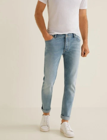 Blugi Tim slim fit vintage de culoare deschisa, albastru vintage deschis, 36